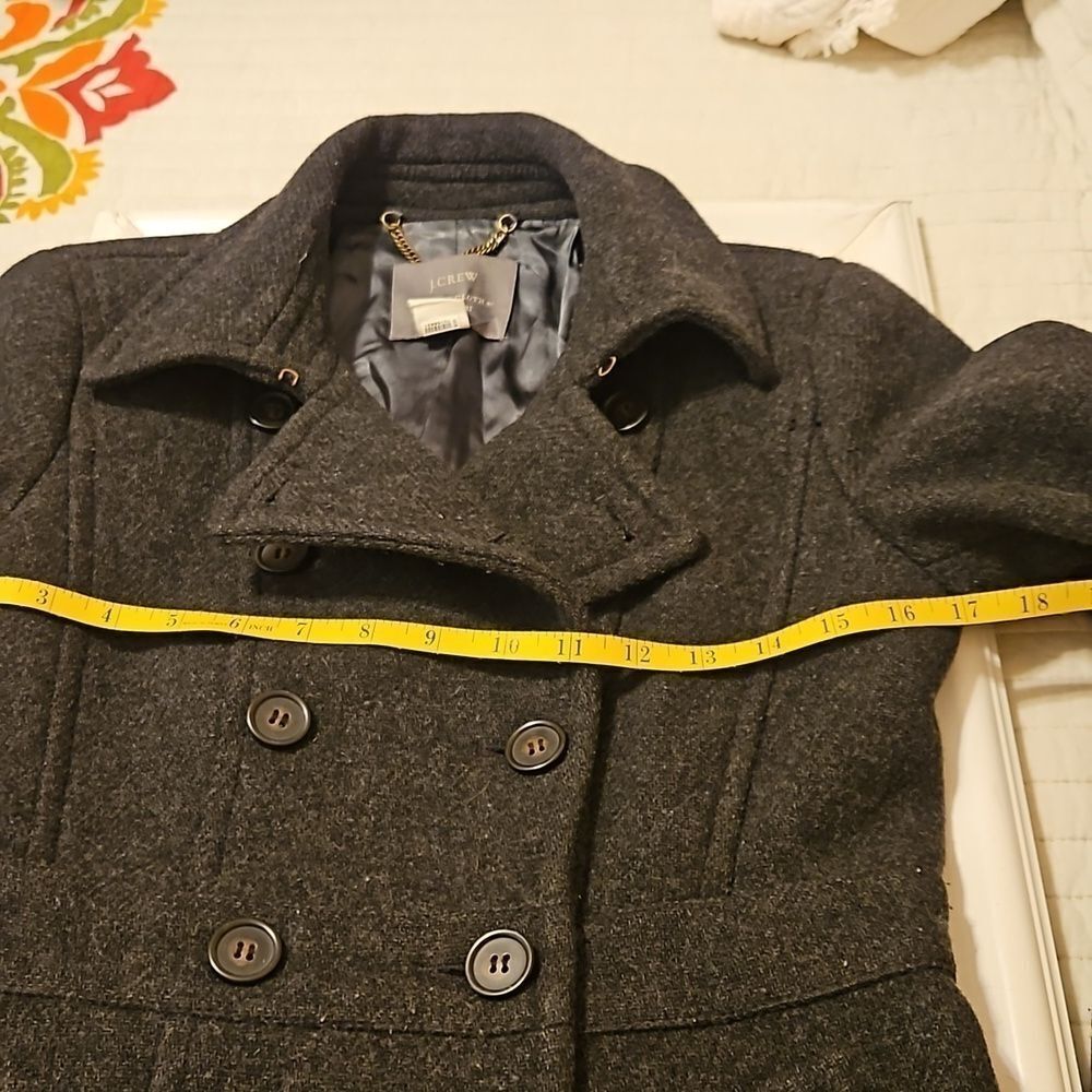 J Crew Gray Stadium Cloth Nello Gori Wool Peacoat Jacket Double Breasted Size 2 - Picture 9 of 10